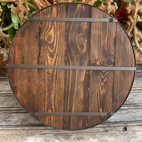 Vintage Rustic Farmhouse Wooden / Metal Tray - Picture 5 of 7